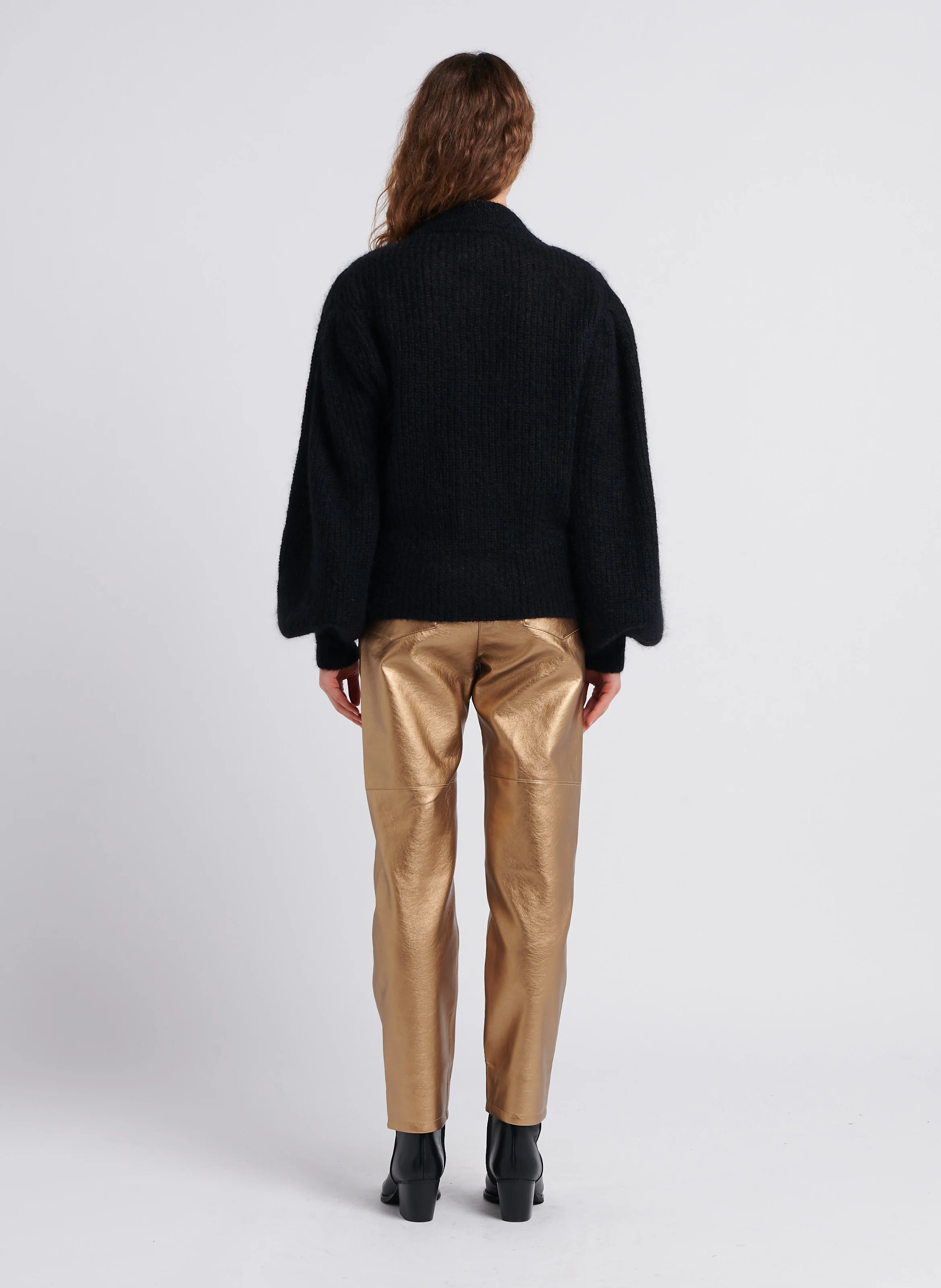 MARLON - Pantalon droit taille haute | Doré
