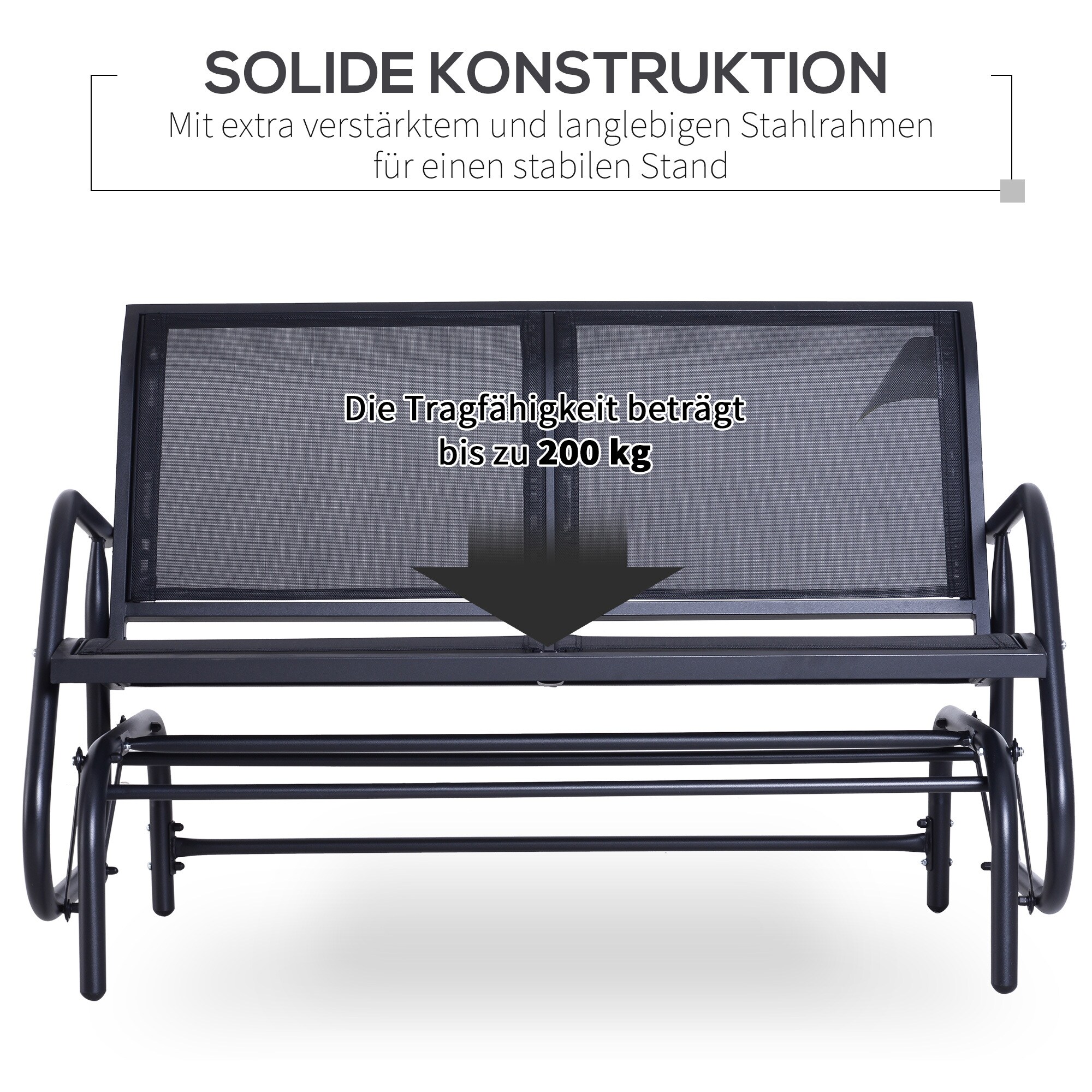 Outsunny Schaukelbank für 2 Personen schwarz 80 x 123 x 88 cm (LxBxH)