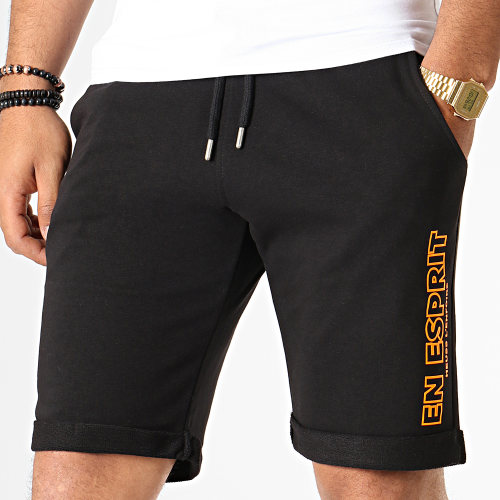 Short Jogging En Esprit Noir Orange Fluo