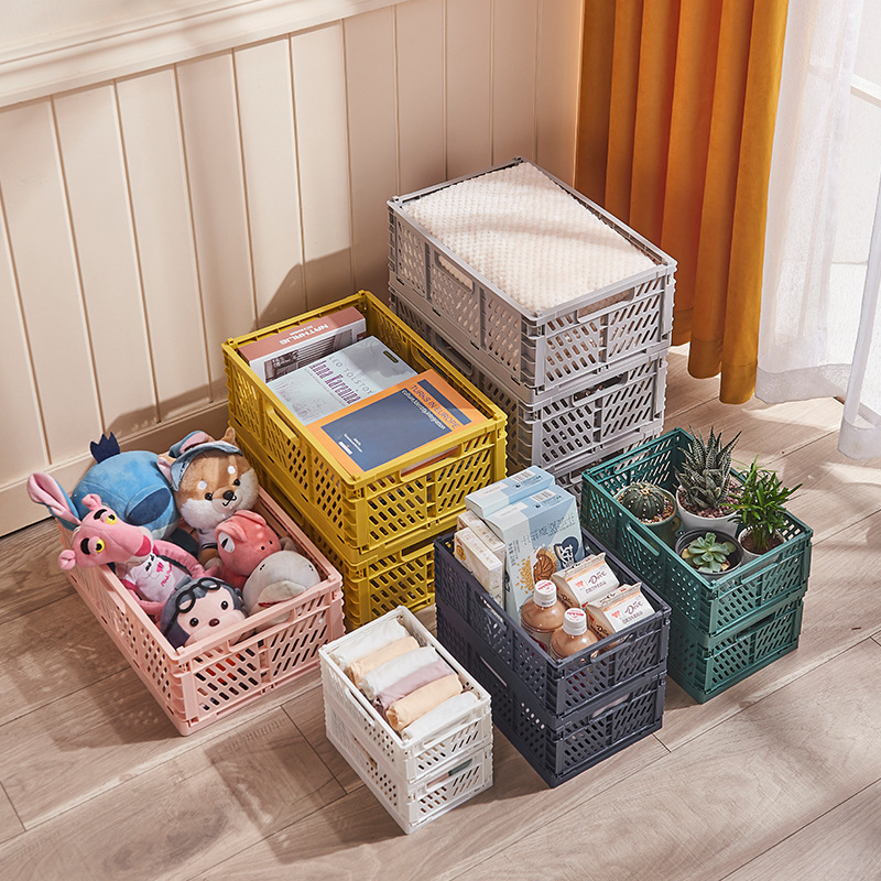 (43x29cm) Faltbarer Aufbewahrungs Korb Deko Faltkiste Organizer Klappkorb - Blau