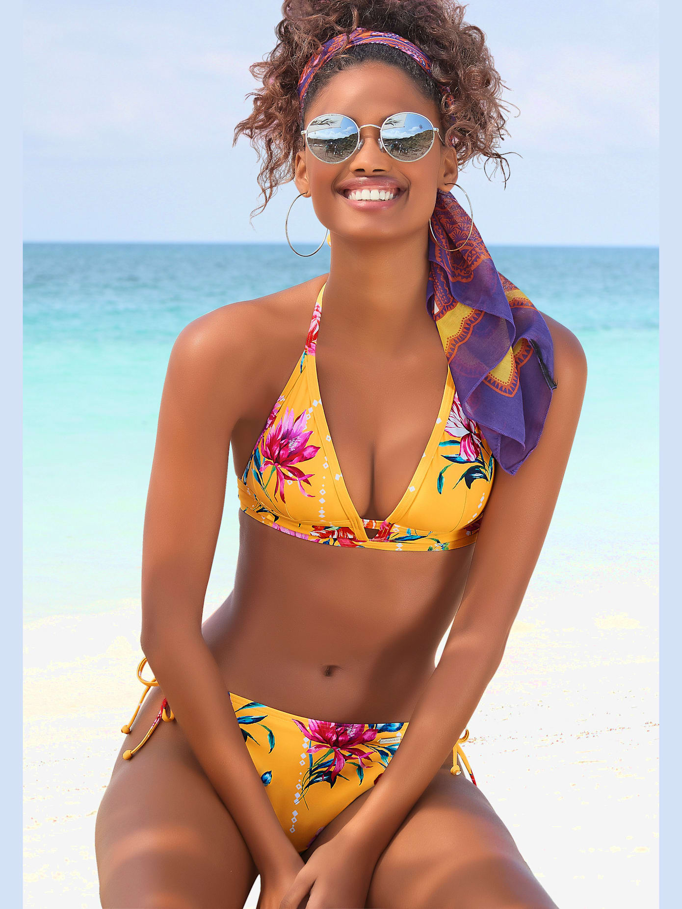 Haut de bikini triangle imprimé floral moderne