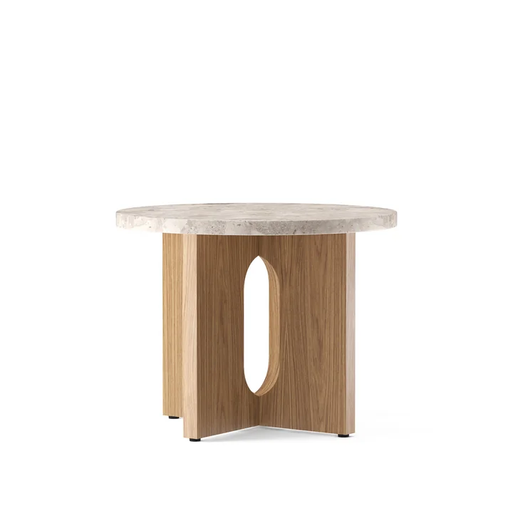 Audo - Androgyne Beistelltisch Ø 50 cm, Eiche natur / Kunis Breccia