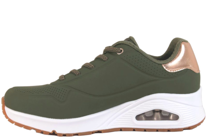 SKECHERS UNO SHIMMER AWAY OLIVENGRØN SNEAKERS