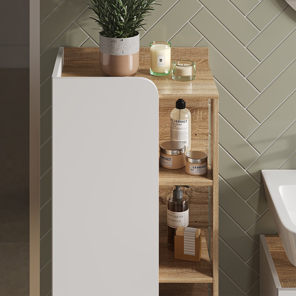 Vicco Midischrank Karen 50 x 128 cm, Sonoma Weiß, Badschrank, schmal, Badezimmer, modern