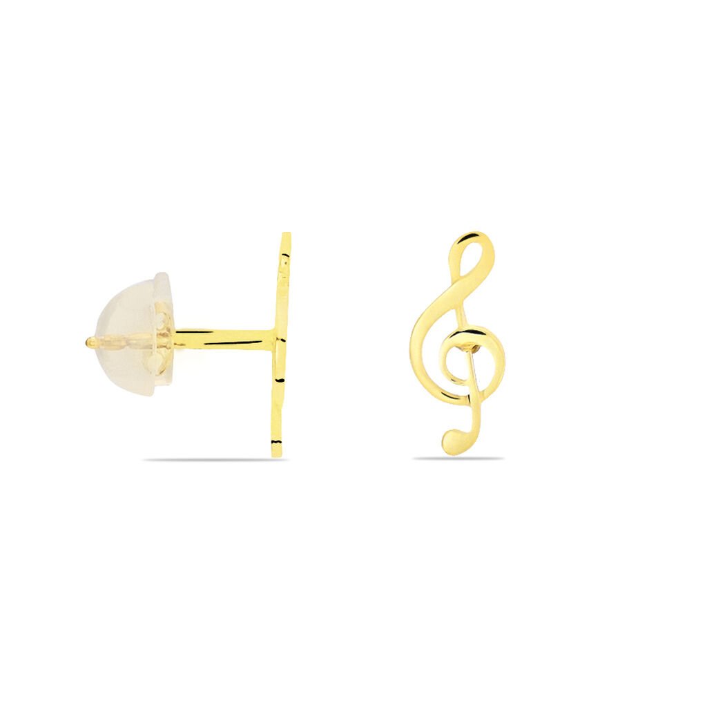 Boucles D'oreilles Puces Bayram Musique Or Jaune