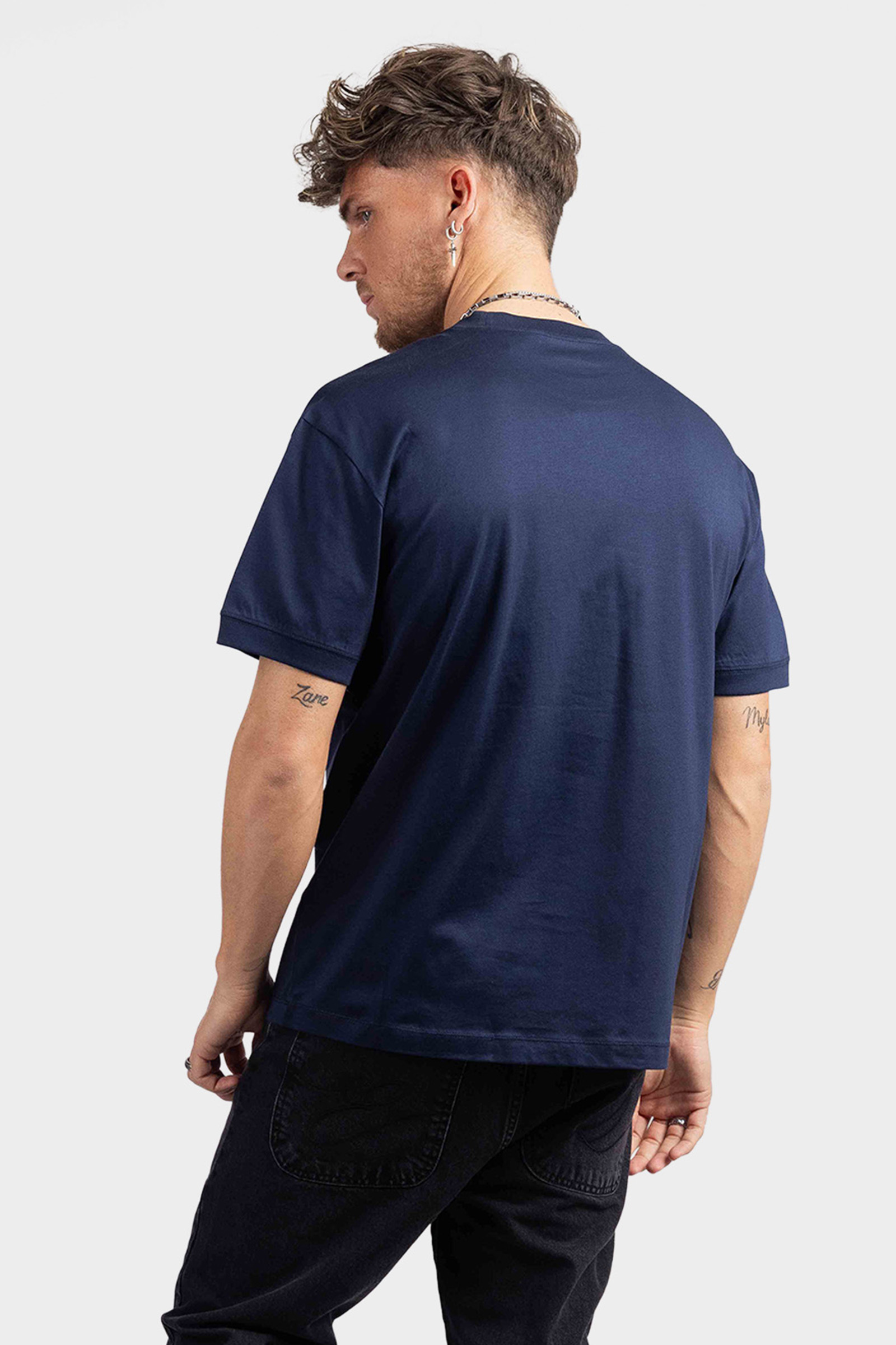 EA7 Emporio Armani Fluo Logo T-Shirt Heren Donkerblauw