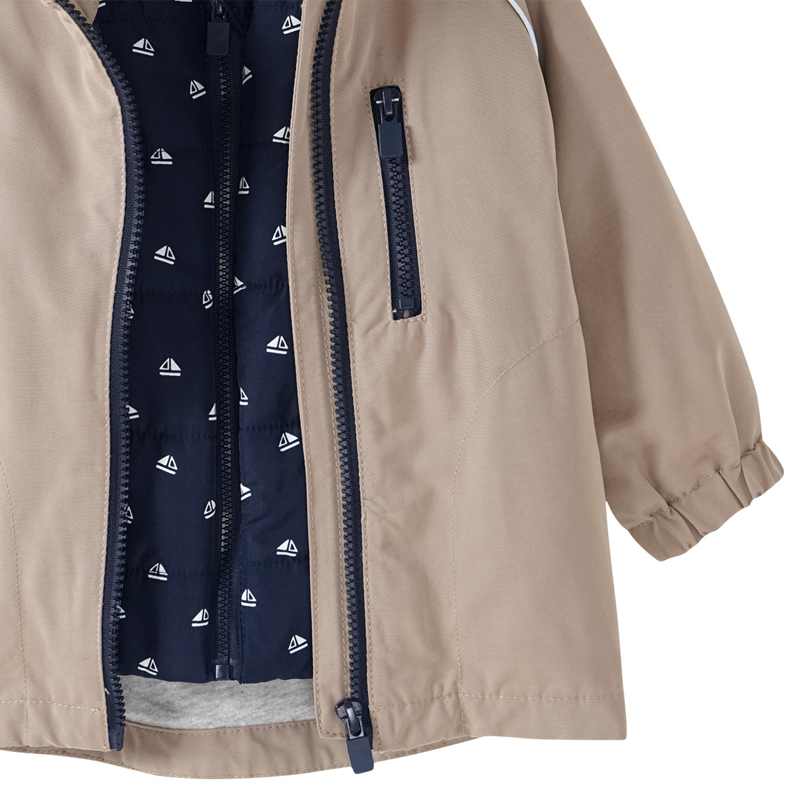 Topomini Jungen 3-in1 Jacke mit herausnehmbarer Weste hellbraun / dunkelblau