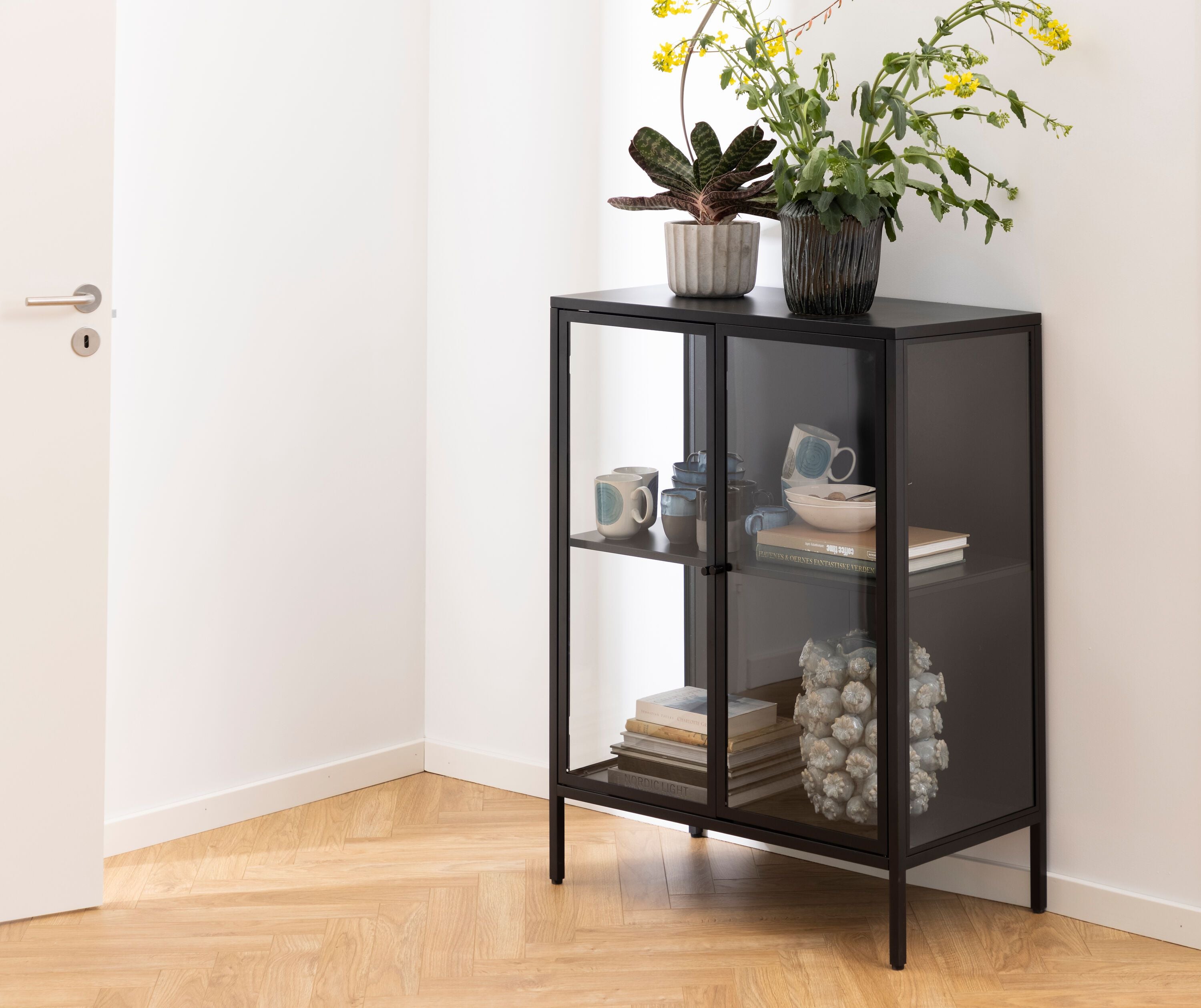 JAXTON Vitrine - Schwarz / B: 80.0 cm x T: 40.0 cm x H: 98.7 cm