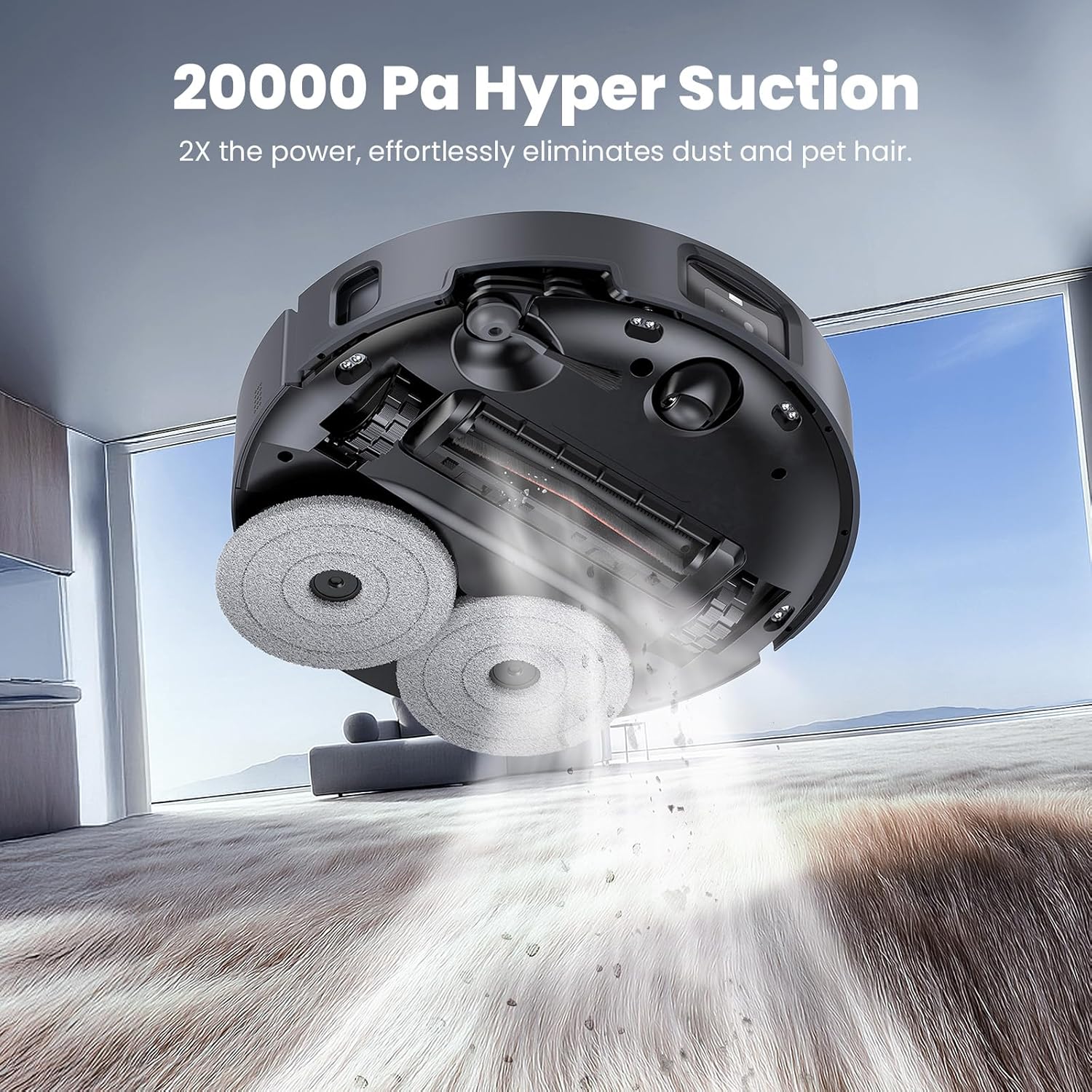 JONR X1 Max 20000 Pa Ultra Saugkraft Roboterstaubsauger mit Wischfunktion, 30 mm Hindernis, 75 °C Warmwasserreinigung, 45 °C Warmluft Trocknung, KI-Hindernisvermeidung & 360° Navigation. (X1 MAX)