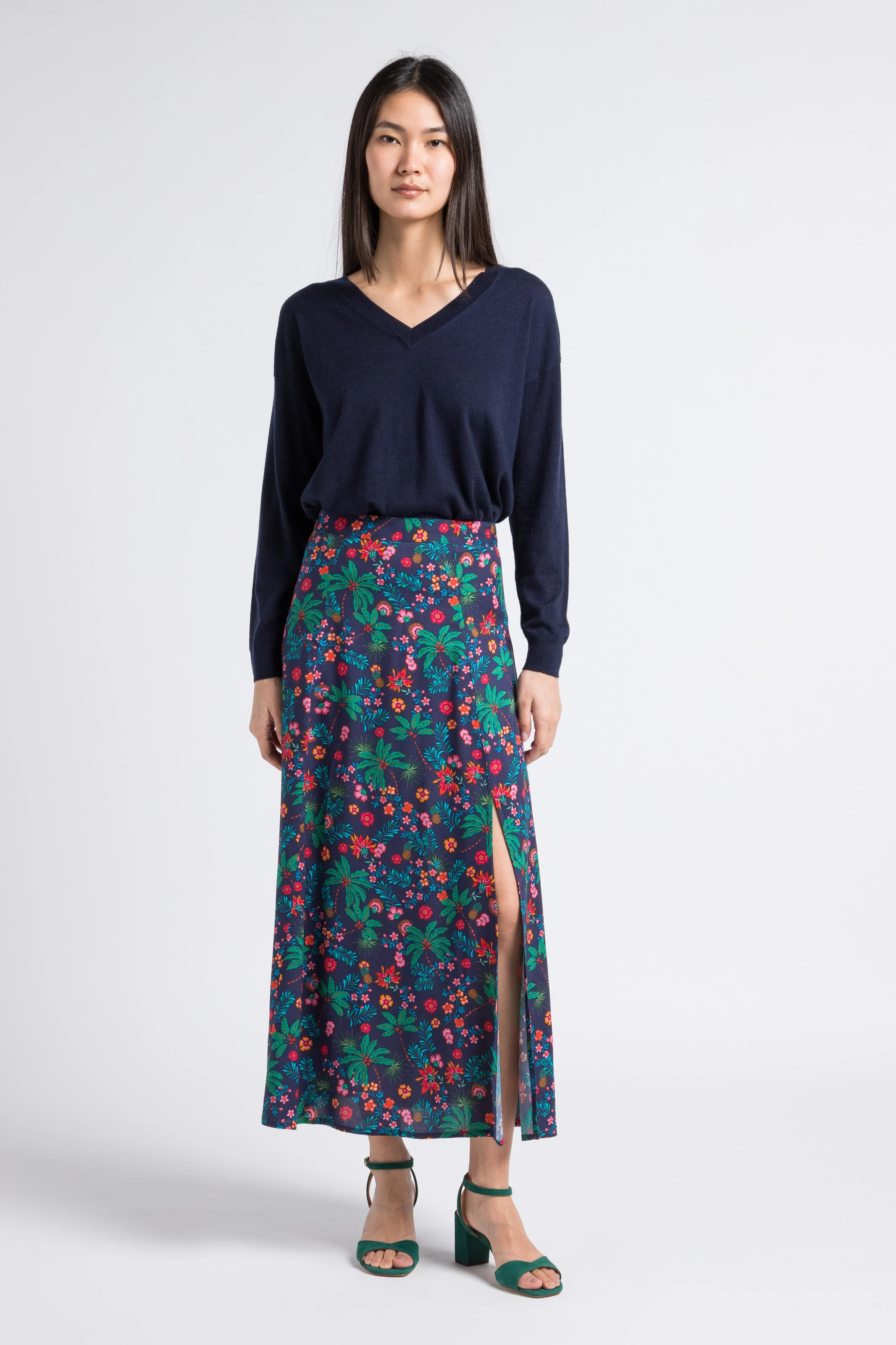 MELYA - Pull maille fine ample | Bleu