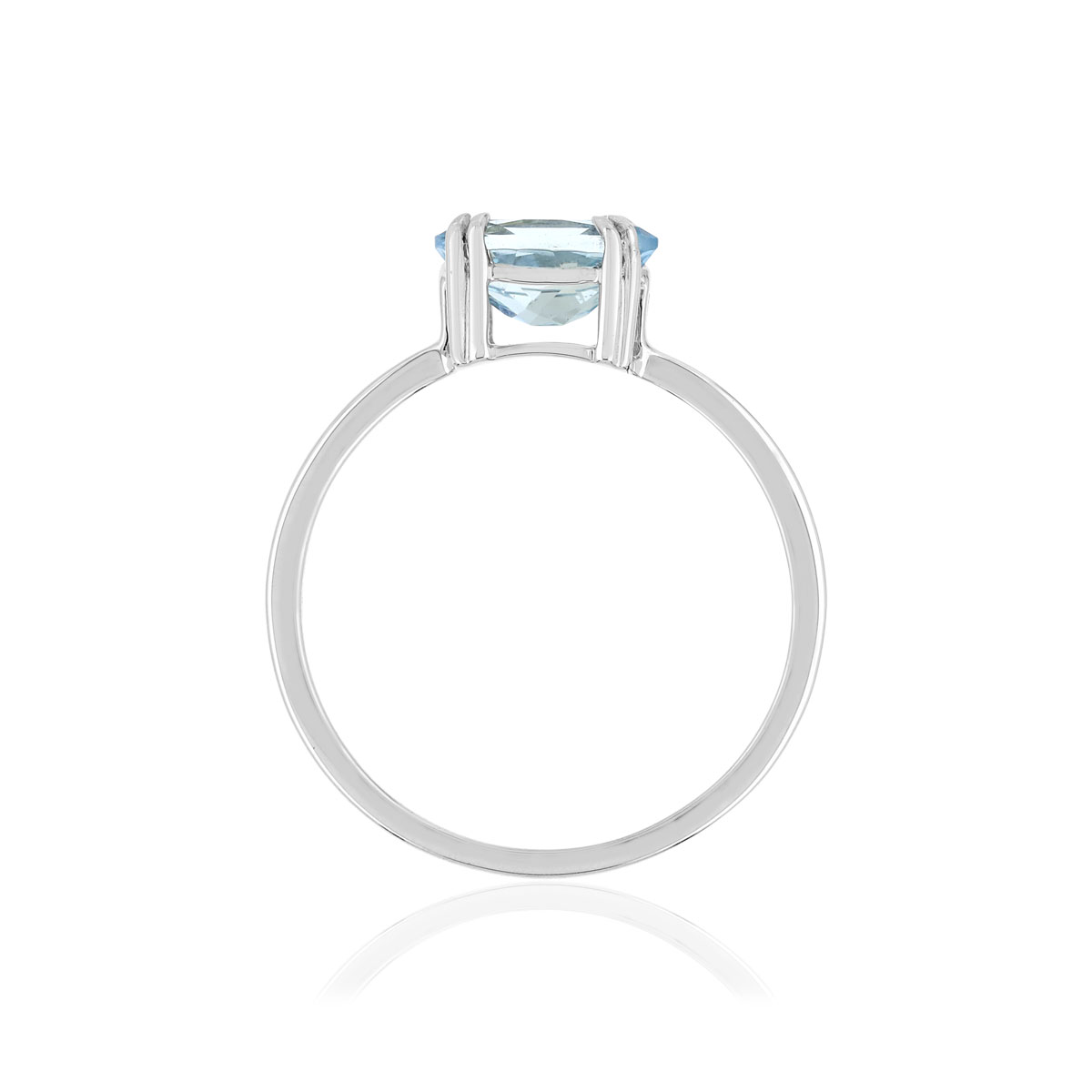Bague or blanc 375 aigue-marine ovale