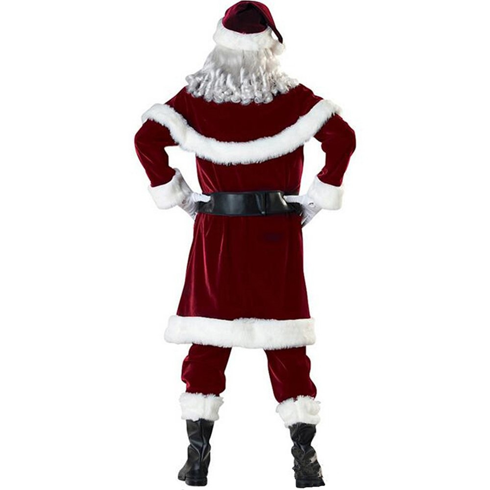 (175-180cm) Christmas Erwachsenen Kostüm Weihnachtsmann Santa Clause Verkleidung für Motto Partys - Rot / Weiss