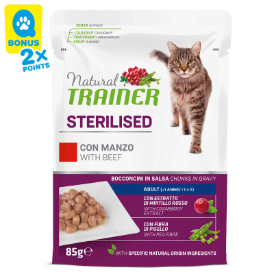 Trainer Natural Sterilised Adult Rind in Sauce 12x85g Beutel