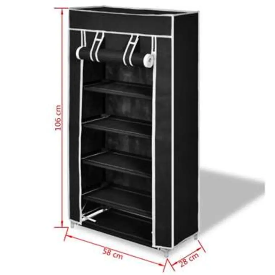 vidaXL - Schoenenkast - Zwart - Stof - 58 x 28 x 106 cm