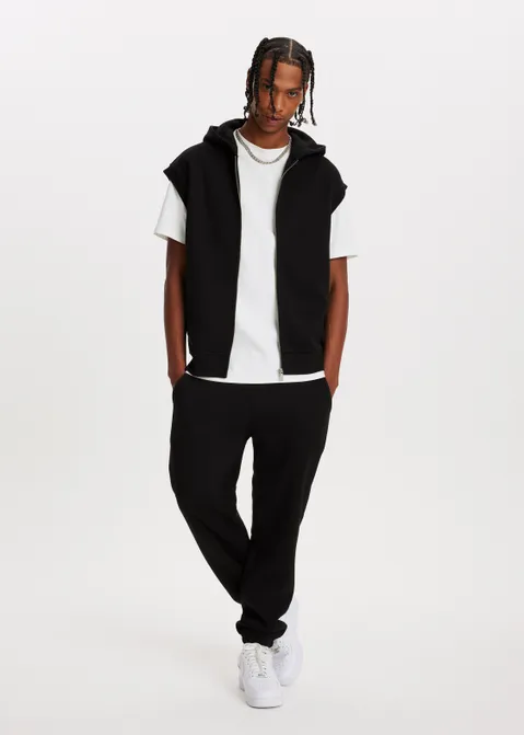 Hoodie zonder mouwen zwart (ZWART)