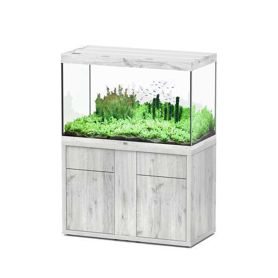 Aquarium et Meuble 2 portes Sublime Led 2.0 Chêne Blanc L.120x P.60cm