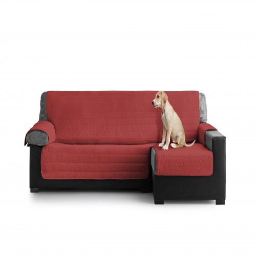 Capa acolchoada para sofá com chaise longue à direita, cor bordô