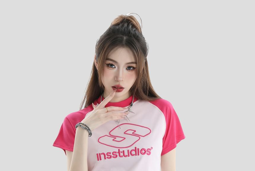 INStudio - T-shirt met ronde hals en raglanmouwen (verschillende ontwerpen)