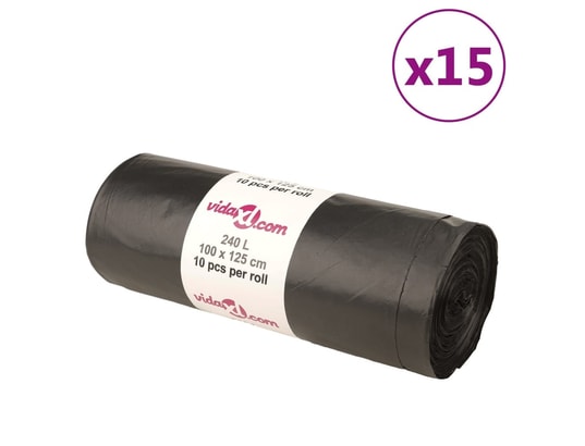 VIDAXL - Sacs poubelles 150 pcs noir 240 l