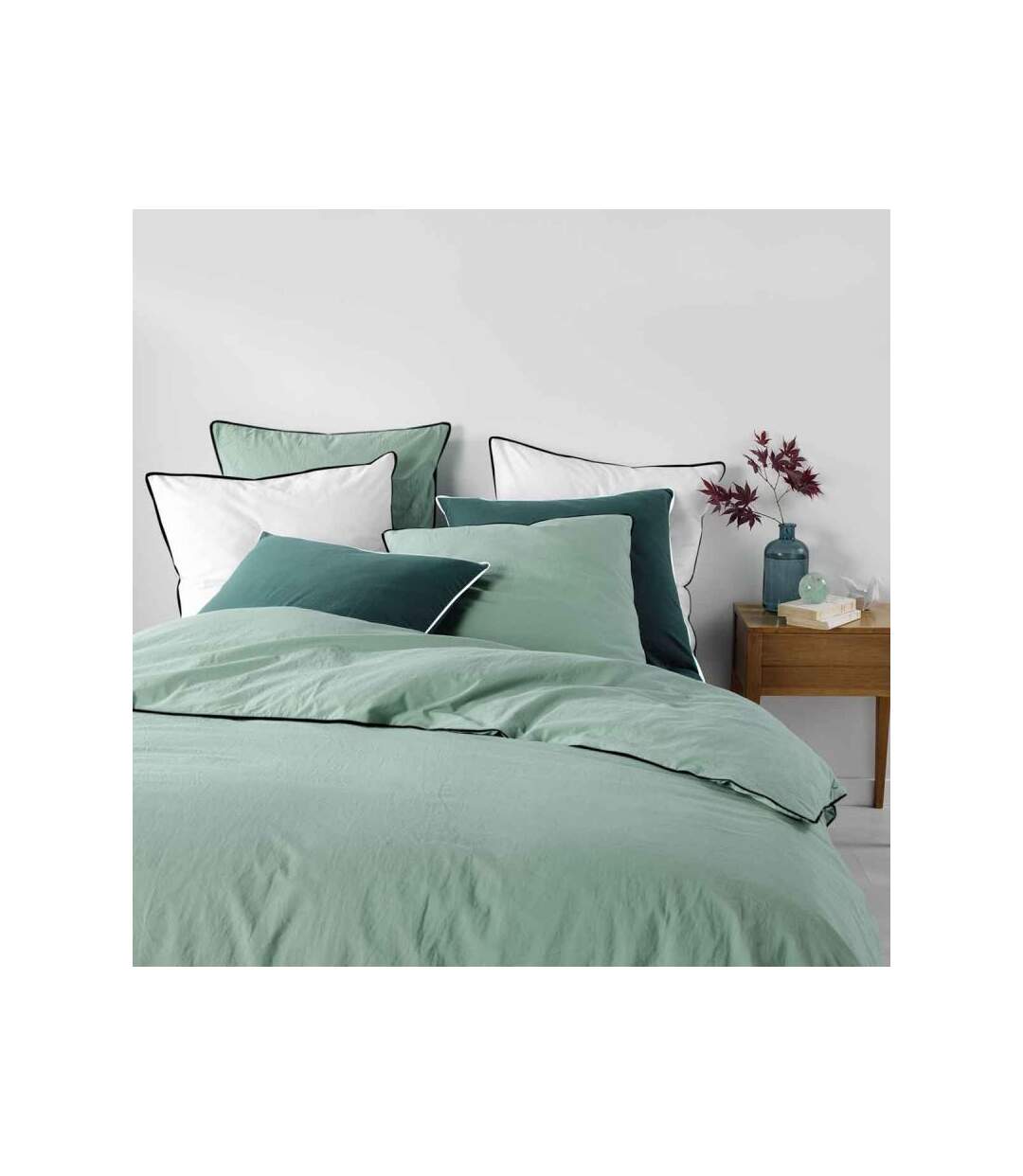 Drap Housse en Coton Linette 140x190cm Sauge