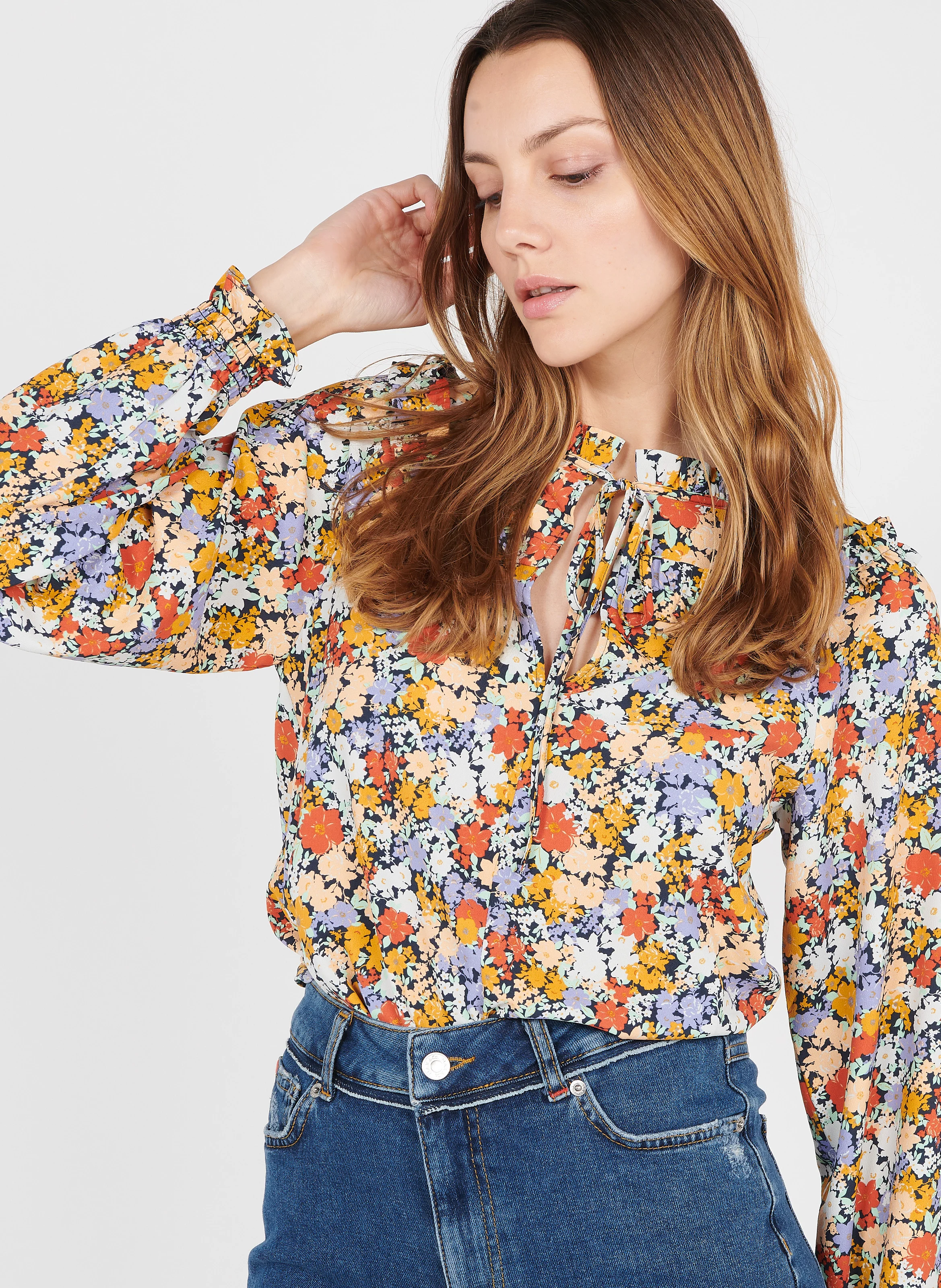 BISCROMA - Top col tunisien imprimé floral | Multicolore