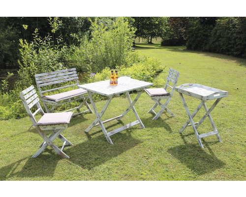 Toscana houten tuinset, 4-zits, 5-delig, wit, inclusief zitkussens