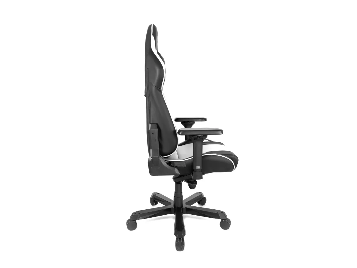 DXRacer King Series OH/KA99 - Stol - ergonomisk - høj ryg - armstøtter - T-formet - vippe - drejeled - aluminium, polyuretan kunstigt læder, højdensistets støbt skum, stålramme, koldstøbt skum - sort, hvid