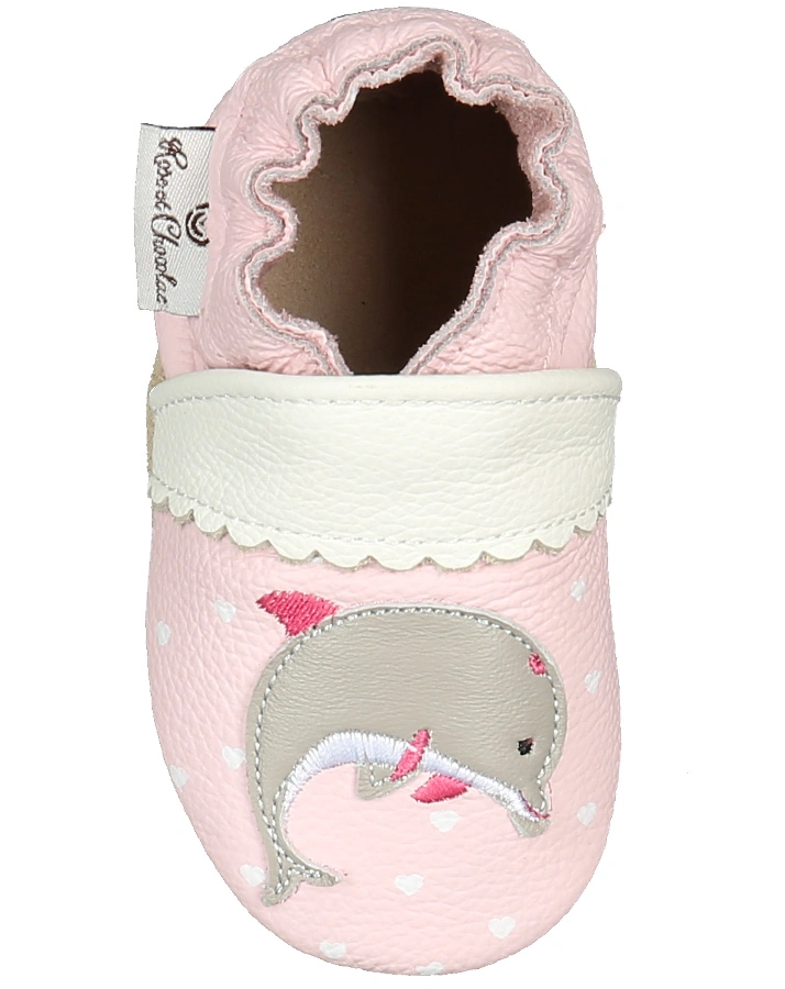 Krabbelschuhe CLASSICZ DOLPHIN HEARTS in rosa