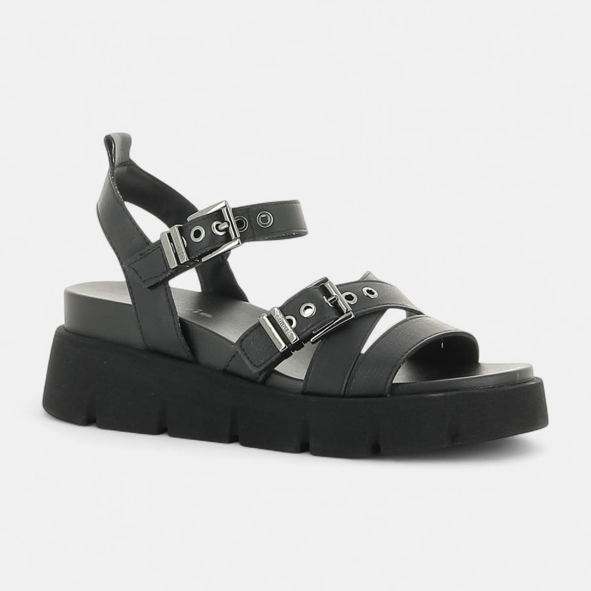 Sandales à talon compensé Femme noir