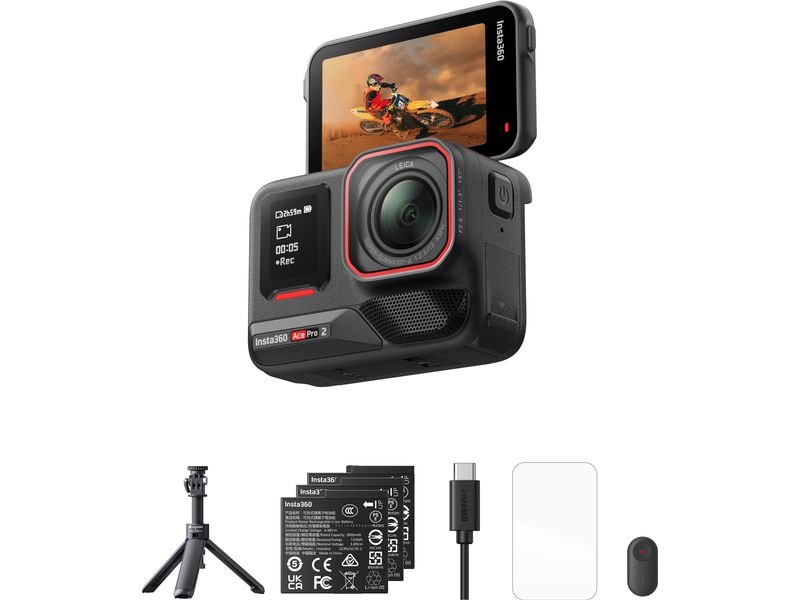 Insta360 Actionkamera Ace Pro 2 Creator Bundle 8K Pro Action Cam mit Stativ, Akkus und Zubehör