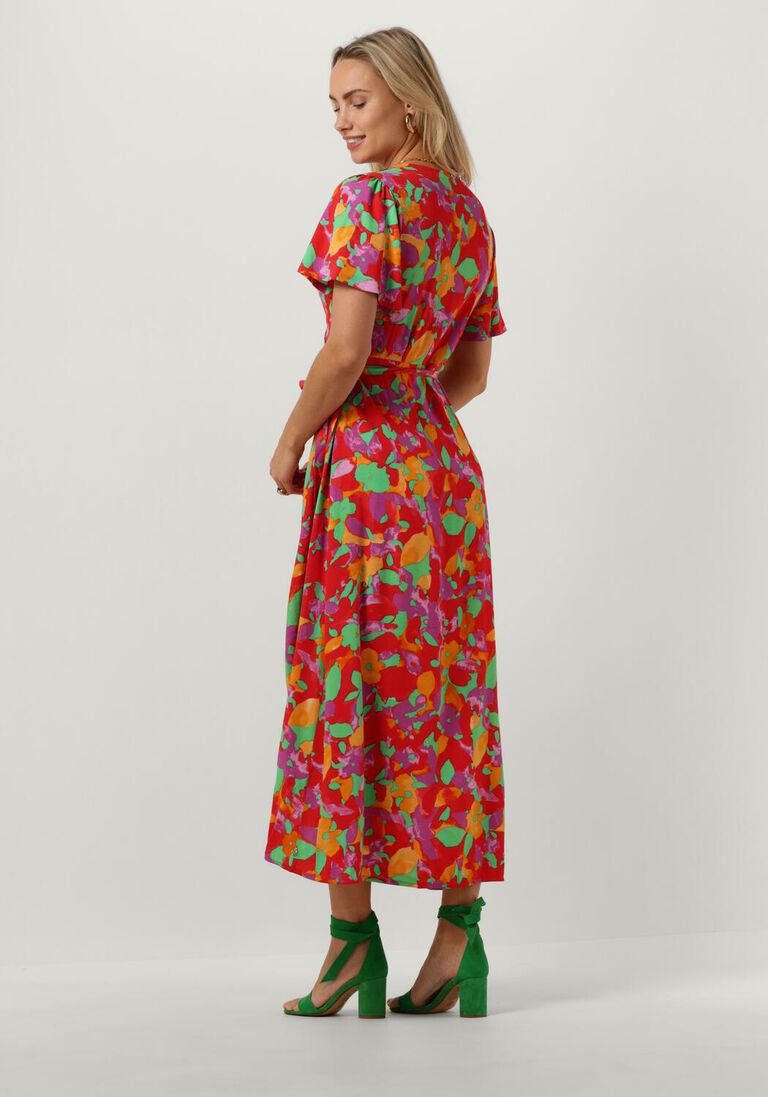 FABIENNE CHAPOT rode fabienne chapot midi jurk archana butterfly dress
