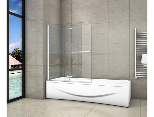 AICA SANITAIRE - Aica Pare-baignoire 120x140cm pivotant 180°en 6mm verre anti...