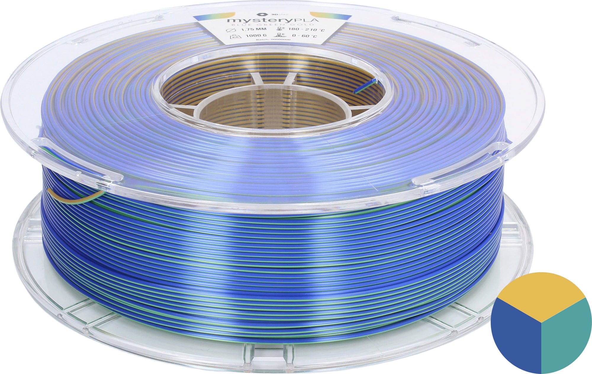 3DJAKE  mysteryPLA Magic in a Jar, 1,75 mm / 1000 g    Dreifarbiges PLA-Filament für bunte Farbkreationen in Magic in a Jar