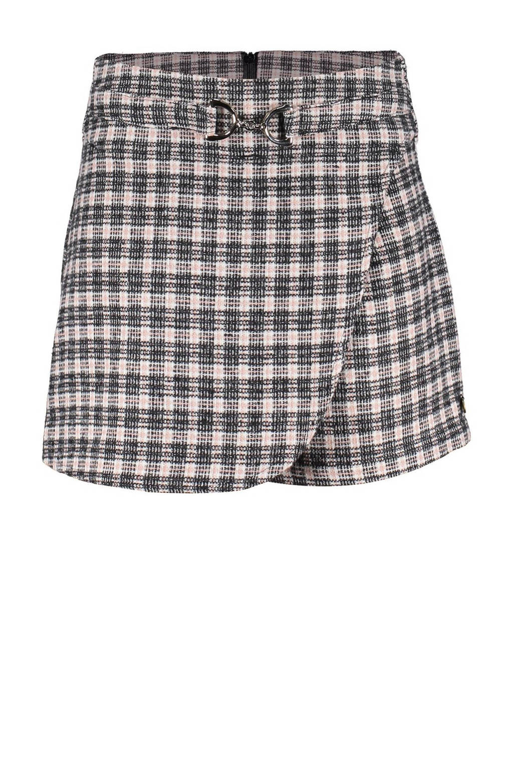Frankie&Liberty geruite skort Kim grijs/roze