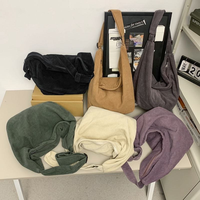 Hikuozy - Corduroy Crossbody Bag