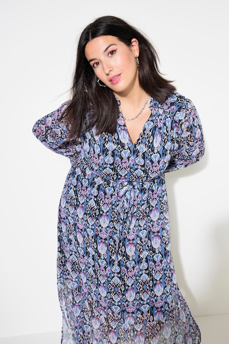 Maxikleid, A-Line, grafischer Print, elastische Taille