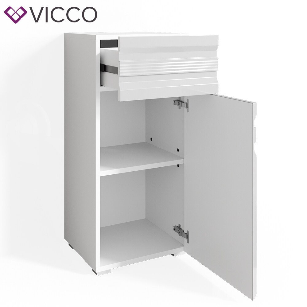 VICCO Badschrank FREDDY weiß hochglanz Badezimmer Badregal Midischrank