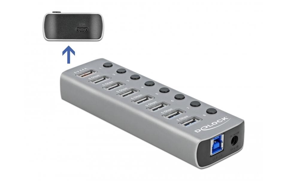 USB-Hub 63264 USB 3.0 - 7x USB-A / 2x LadeanschlussUSB-Hub mit einzeln aktivierbaren Anschlüssen