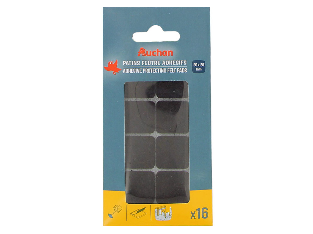 FELTROS PROTECTORES AUCHAN CASTANHOS ADESIVOS 16 PEÇAS 20X20MM