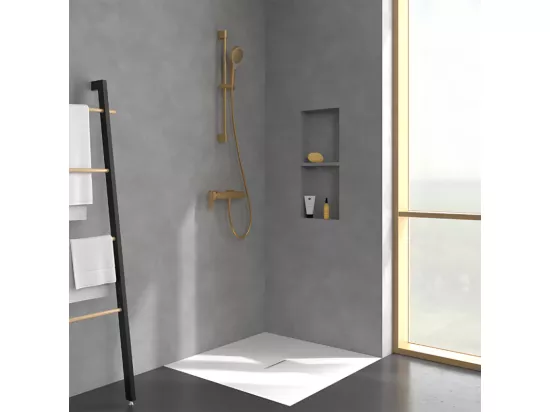 Mitigeur mécanique douche VILLEROY ET BOCH Subway 3.0 + Ensemble de douche Verve Showers 3 jets Or brossé