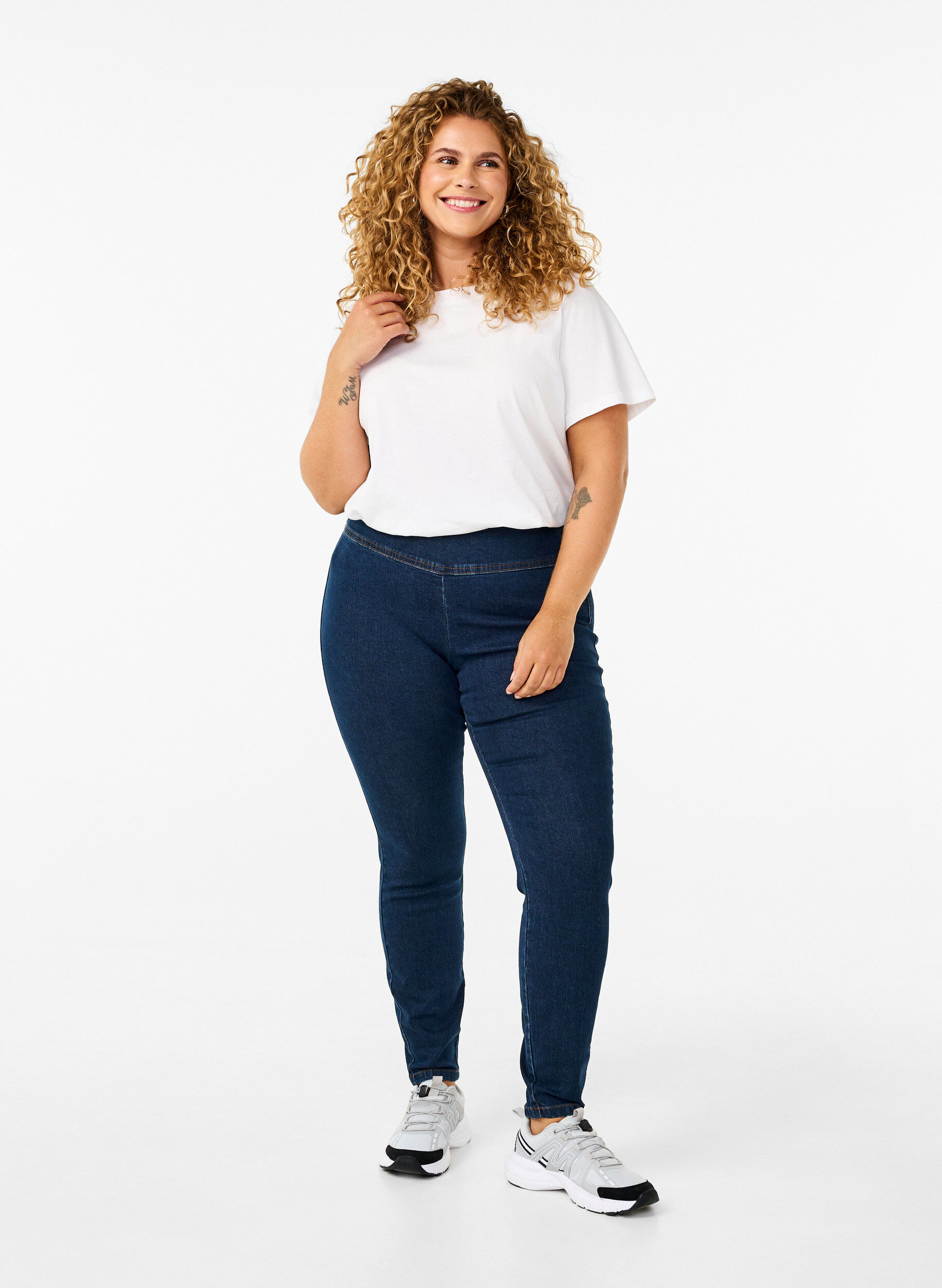 Stretchy jeggings med høj talje
