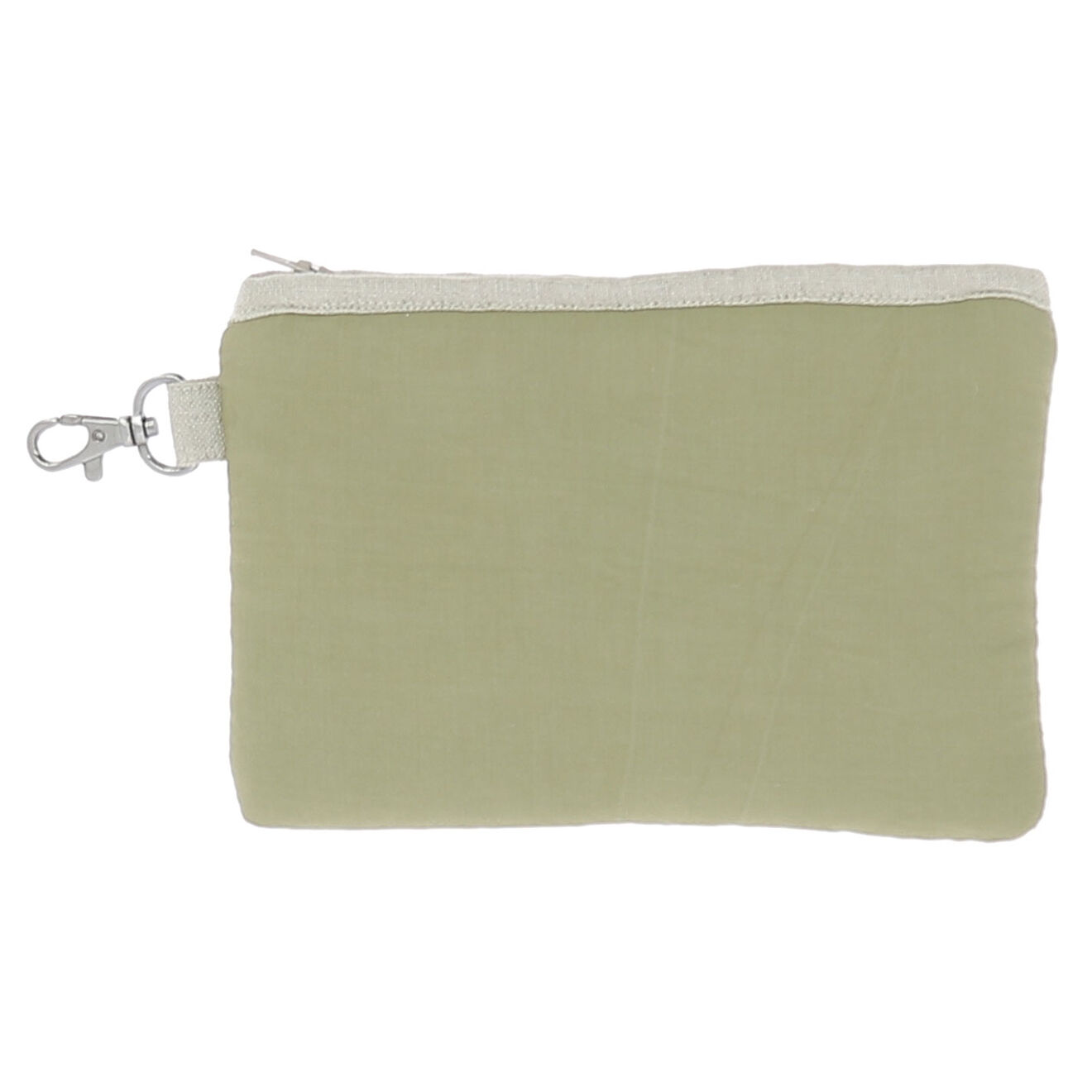 En Fil d'Indienne Trousse plate Soie kaki - 20x13 cm