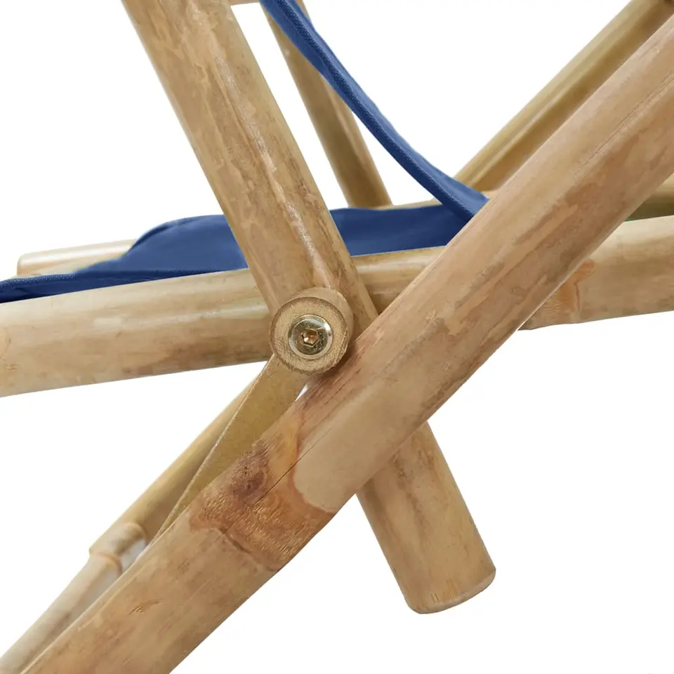 vidaXL - Relaxstoel - Blauw - Bamboe en stof - Verstelbaar