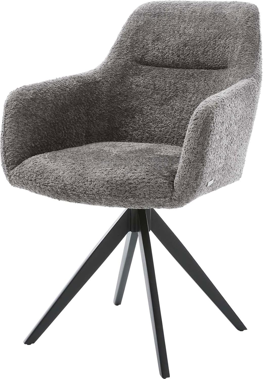 DELIFE Drehstuhl Pejo-Flex Kreuzgestell kantig Schwarz Bouclé Grau 180° drehbar