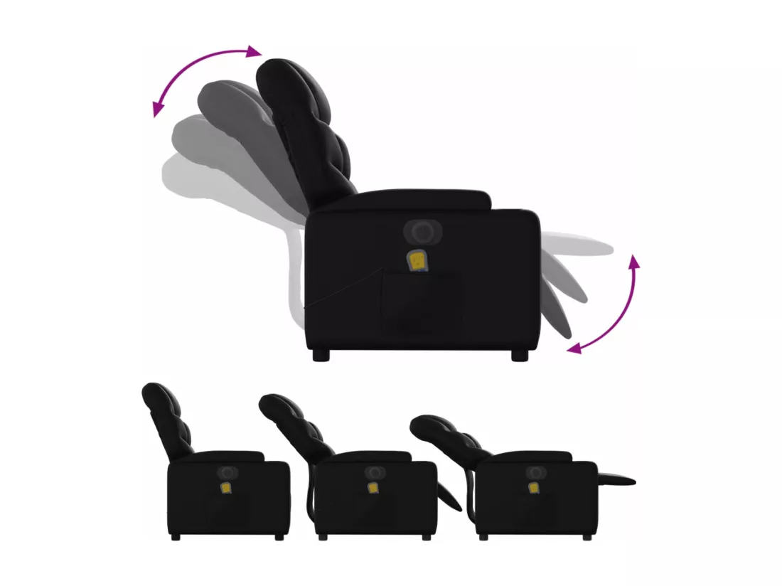 Fauteuil massant inclinable électrique noir similicuir
