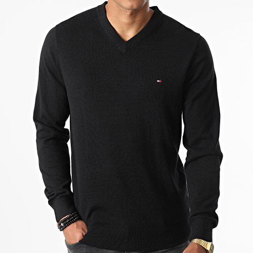 Pull Col V Organic Cotton Cashmere 8047 Noir
