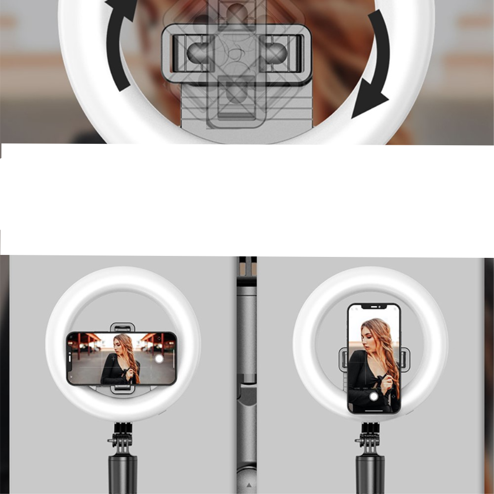 (145cm) 3in1 XXL Alu Selfie Stick Tripod Dreibein Stativ Halterung mit LED Ringleuchte   Bluetooth Fernauslöser für Smartphone - Schwarz