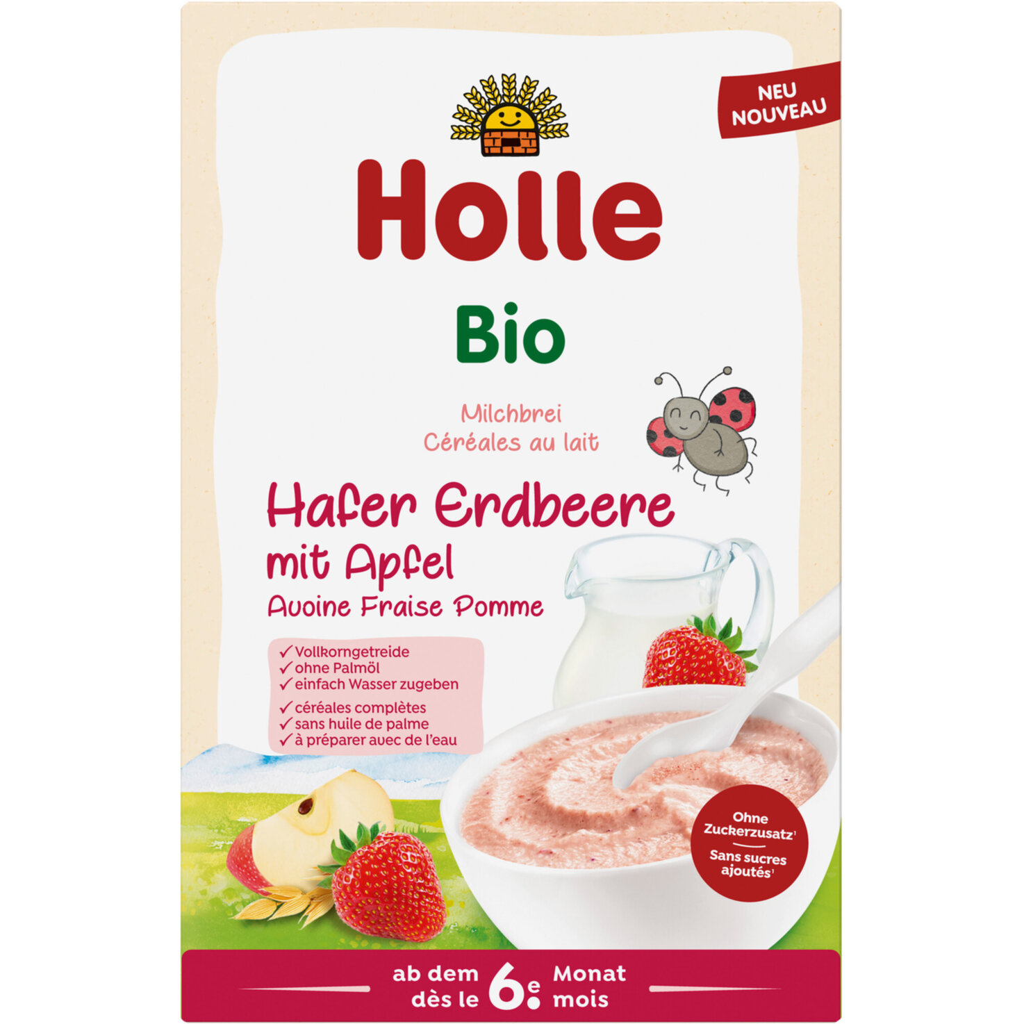 Holle Bio Milchbrei Hafer Erdbeer & Apfel 6+ Monate