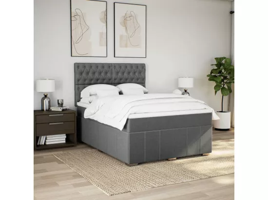 Sommier à lattes de lit avec matelas Gris foncé 140x190cm Tissu