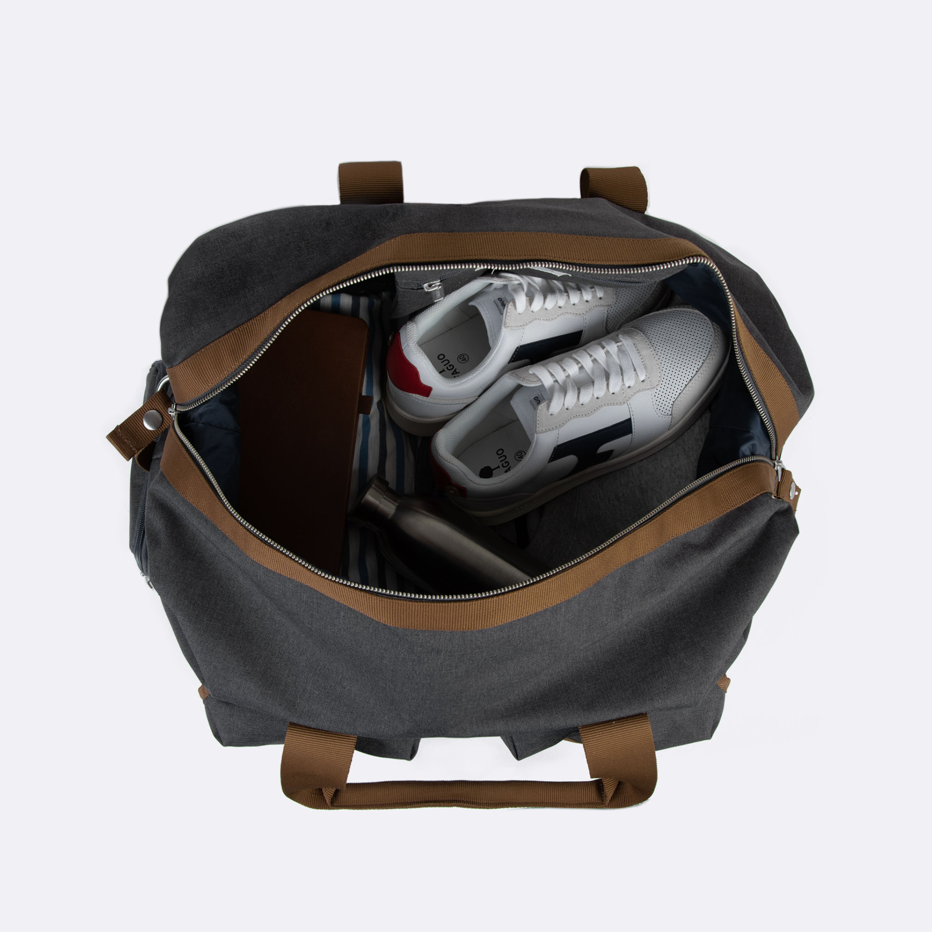 Sac weekend gris vegan polyester recyclé - modèle sac weekend